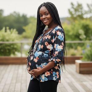 Pea In The Pod Floral Sheer Maternity Top Size Small